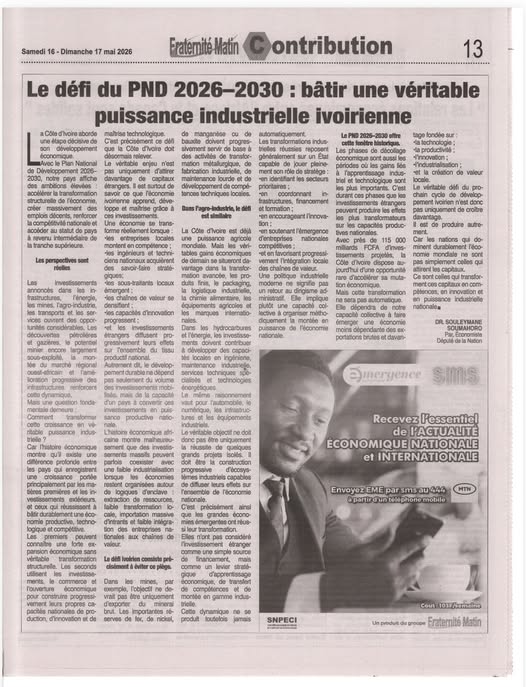 Tribune | Fraternité Matin - 16 mai 2026